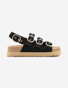 c'm paris Sandale Negre cu Barete Decorative Linurina