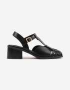 c'm paris Sandale Negre cu toc cu curele decorative Aglaosa