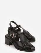c'm paris Sandale Negre cu toc cu curele decorative Aglaosa