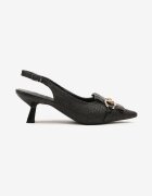 c'm paris Sandale Negre cu toc kitten fără călcâi cu cataramă decorativă Toliene
