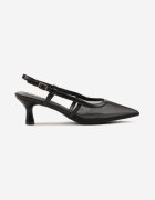 c'm paris Sandale Negre Slingback din Plasă cu Toc Tip Rață Tiltewia