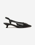 c'm paris Sandale Negre Slingback pe Toc Pisică Decorate cu Cataramă Desanoria