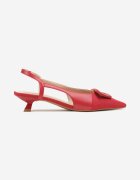 c'm paris Sandale Roșii Slingback cu toc tip kitten decorate cu cataramă Desanoria