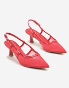 c'm paris Sandale Roșii Slingback din plasă cu toc tip kitten Tiltewia