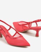 c'm paris Sandale Roșii Slingback din plasă cu toc tip kitten Tiltewia