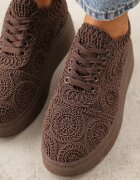 c'm paris Sneakers Maro din Împletitură cu Talpă Groasă în Stil Boho Dacara