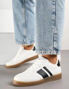 c'm paris Sneakers Tenisi Albi cu Dungi Geometrice Amolita