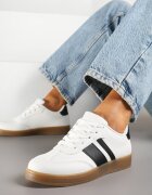 c'm paris Sneakers Tenisi Albi cu Dungi Geometrice Amolita