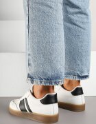 c'm paris Sneakers Tenisi Albi cu Dungi Geometrice Amolita