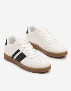 c'm paris Sneakers Tenisi Albi cu Dungi Geometrice Amolita
