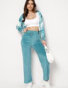  Complect de Trening de velur Menta Bluză cu Imprimeu Floral și Pantaloni Largi Taniussa