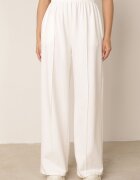  Compleu Alb din bumbac Bluză cu fante laterale Pantaloni largi cu elastic în talie Undrea
