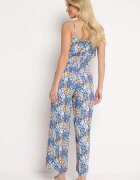 Compleu Albastru Din viscoză Top cu bretele Pantaloni cu picior lat și elastic în talie Dimyasha