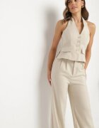  Compleu bej de costum Vestă halter și Pantaloni largi Darelna