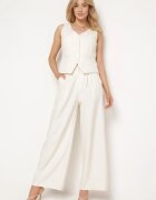  Compleu Bej deschis Stil Costum cu Vestă și Pantaloni largi Vialora
