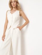  Compleu Bej deschis Stil Costum cu Vestă și Pantaloni largi Vialora