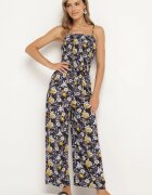  Compleu bleumarin din bumbac Top cu bretele cu încrețituri Pantaloni cu elastic în talie Elaruth