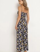  Compleu bleumarin din bumbac Top cu bretele cu încrețituri Pantaloni cu elastic în talie Elaruth