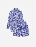 Compleu Bleumarin Din două piese Cămașă cu Mânecă Ajustabilă și Pantaloni scurți cu Elastic în Talie Bellagrace