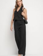  Compleu Costum Negru Vestă Halter și Pantaloni Largi Darelna