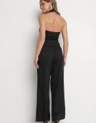  Compleu Costum Negru Vestă Halter și Pantaloni Largi Darelna