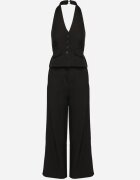  Compleu Costum Negru Vestă Halter și Pantaloni Largi Darelna