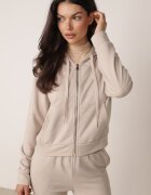  Compleu de trening bej de bumbac Bluză cu glugă și Pantaloni clopot Nanre