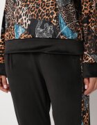  Compleu de Trening din Velur Negru-Bej cu Imprimeu Leopard Bluză și Pantaloni cu Dungi Laterale și Talie Elastică Ivalethe