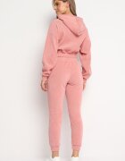  Compleu de trening roz din bumbac bluză scurtă cu glugă și pantaloni cu elastic în talie Gesaria