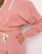  Compleu de trening roz din bumbac bluză scurtă cu glugă și pantaloni cu elastic în talie Gesaria
