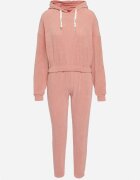  Compleu de trening roz din bumbac bluză scurtă cu glugă și pantaloni cu elastic în talie Gesaria