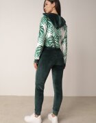  Compleu de trening verde închis din velur Bluză cu glugă cu model decorativ și Pantaloni Grouvia