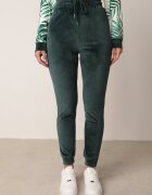  Compleu de trening verde închis din velur Bluză cu glugă cu model decorativ și Pantaloni Grouvia