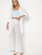  Compleu din 2 piese Alb Cămașă lejeră Pantaloni cu elastic în talie și despicătură Neviana