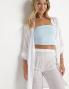  Compleu din 2 piese Alb Cămașă lejeră Pantaloni cu elastic în talie și despicătură Neviana