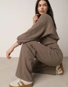  Compleu din Bumbac Verde Închis Pantaloni Largi cu Șnur în Talie și Bluză cu Borduri Elastice Urionne