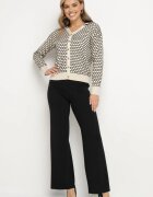  Compleu din tricot cu viscoză Bej și Negru Pulover și Pantaloni Largi Annysia