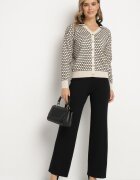 Compleu din tricot cu viscoză Bej și Negru Pulover și Pantaloni Largi Annysia