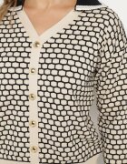  Compleu din tricot cu viscoză Bej și Negru Pulover și Pantaloni Largi Annysia