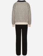  Compleu din tricot cu viscoză Bej și Negru Pulover și Pantaloni Largi Annysia