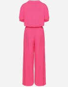  Compleu fucsia din bumbac cu cămașă scurtă și pantaloni largi cu fante Denara