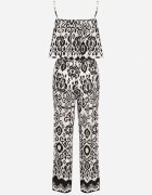  Compleu Negru-Alb din bumbac Bluză cu bretele Pantaloni cu elastic în talie Charivia