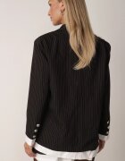  Compleu Negru cu Dungi Subțiri Fustă Plisată Vestă și Sacou Dassemi