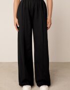  Compleu Negru Din Bumbac Bluză cu Despicături pe Laterale Pantaloni Largi cu Elastic în Talie Undrea