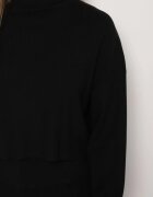  Compleu Negru Tricotat cu Viscoză Bluză guler înalt cu manșete elastice și Pantaloni largi Noridra