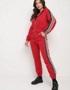  Compleu Trening Roșu Decorat cu Lampas Colorat Pantaloni și Bluză cu Glugă Neviantha