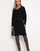 Compleu tricotat 2 piese Negru cu Cardigan și Rochie Maranasa