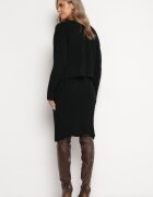  Compleu tricotat 2 piese Negru cu Cardigan și Rochie Maranasa