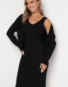  Compleu tricotat 2 piese Negru cu Cardigan și Rochie Maranasa