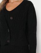  Compleu tricotat 2 piese Negru cu Cardigan și Rochie Maranasa